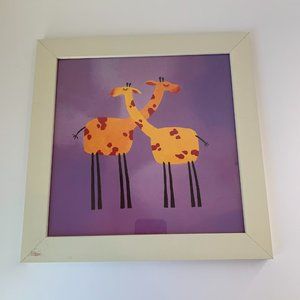 Ikea Smarr Giraffe Print Hanging Picture White Frame Wall Art Purple